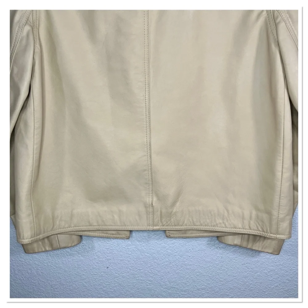 J Crew VINTAGE Women’s Beige Leather Jacket Sz M
